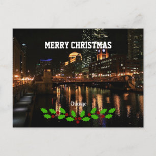 Merry Christmas - Chicago Skyline Holiday Postcard
