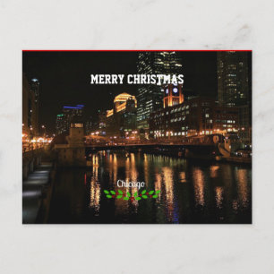 Merry Christmas - Chicago Skyline Holiday Postcard