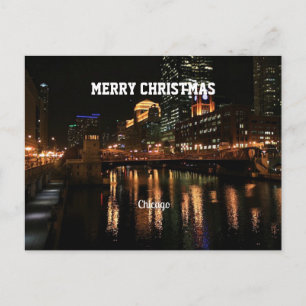 Merry Christmas - Chicago Skyline Holiday Postcard