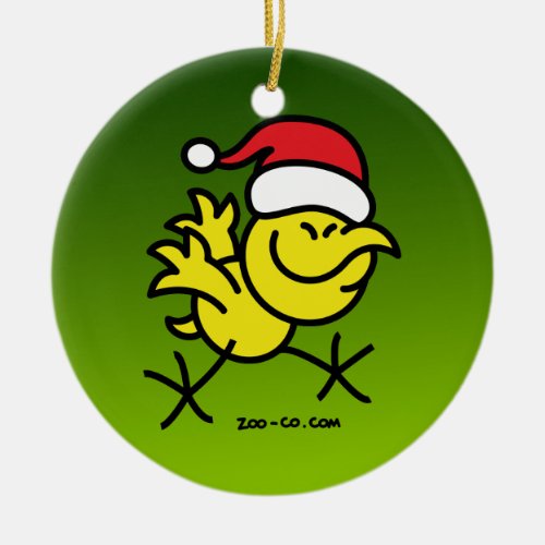 Merry Christmas Chicken Ceramic Ornament