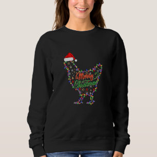 Merry Christmas Chicken  Chicken Santa Hat Lights  Sweatshirt
