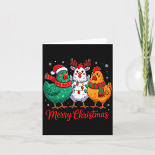 Merry Christmas Chicken Farmer Animal Santa Hat Xm Card