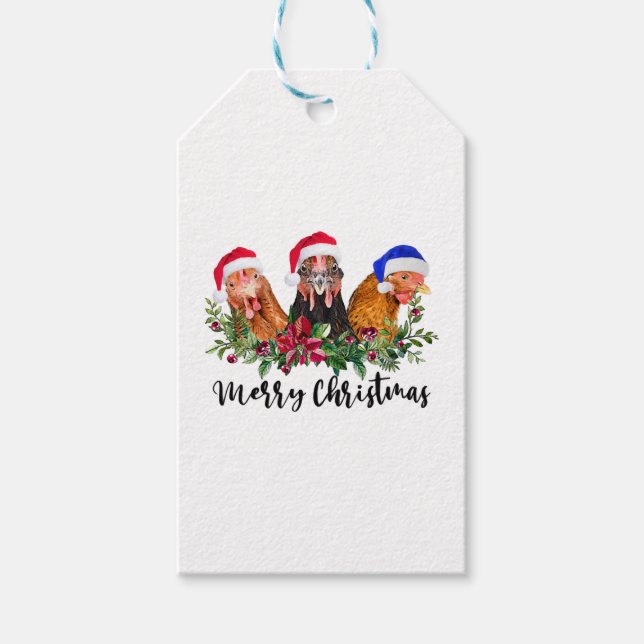 Merry Christmas Chicken Gift Tags (Front)