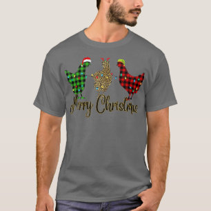 Merry Christmas Chicken Santa Hat Lights Xmas Fun T-Shirt