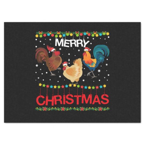 Merry Christmas Chicken Santa Hat Lights Xmas Tissue Paper