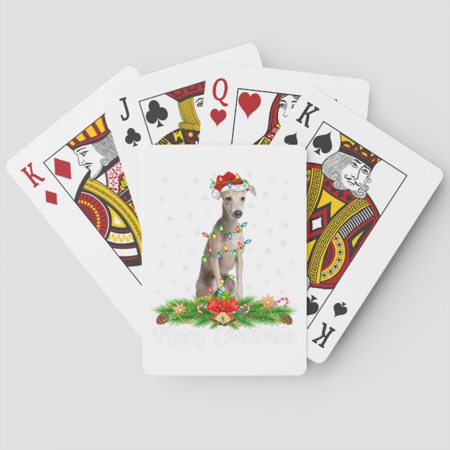 Merry Christmas Chicken Shirt Santa Hat Lights Xma Poker Cards (Back)