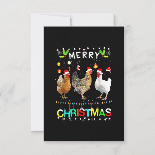 Merry Christmas Chicken Shirt Santa Hat Lights Xma Thank You Card