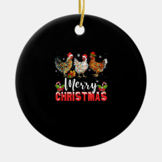 Merry Christmas Chicken Shirts Funny Santa Hat Lig Ceramic Ornament