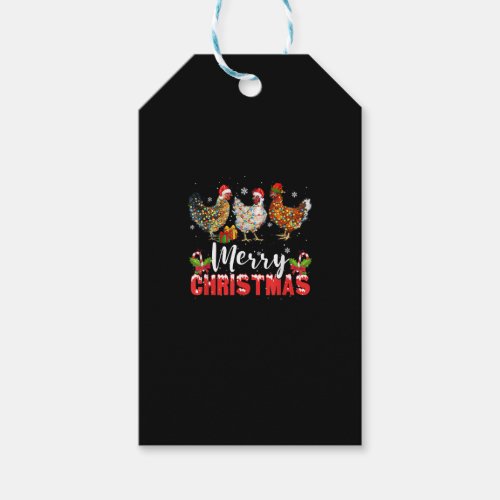 Merry Christmas Chicken Shirts Funny Santa Hat Lig Gift Tags