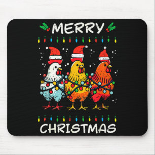 Merry Christmas Chickens Santa Xmas Farming Men Wo Mouse Pad