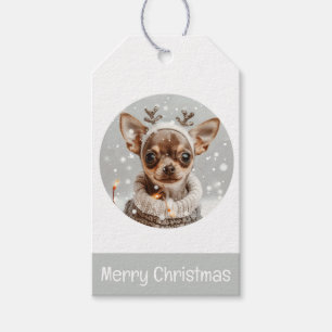 Merry Christmas Chihuahua Reindeer Dog Gift Tags