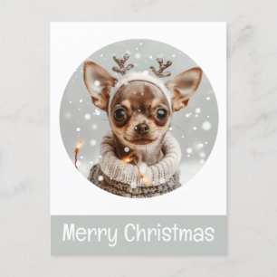 Merry Christmas Chihuahua Reindeer Dog Postcard