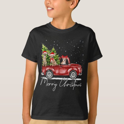 Merry Christmas Chihuahua Santa Red Truck Xmas Rei T_Shirt