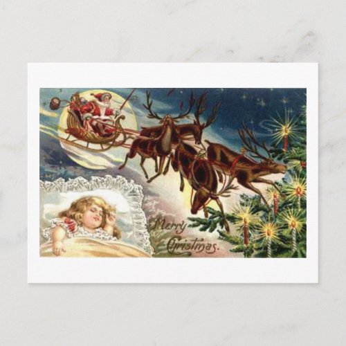 Merry Christmas Child Sleeping Holiday Postcard