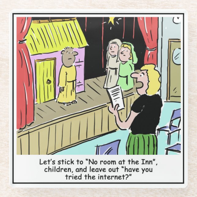 Merry Christmas Children and School Nativity Play Glass Coaster (Front)