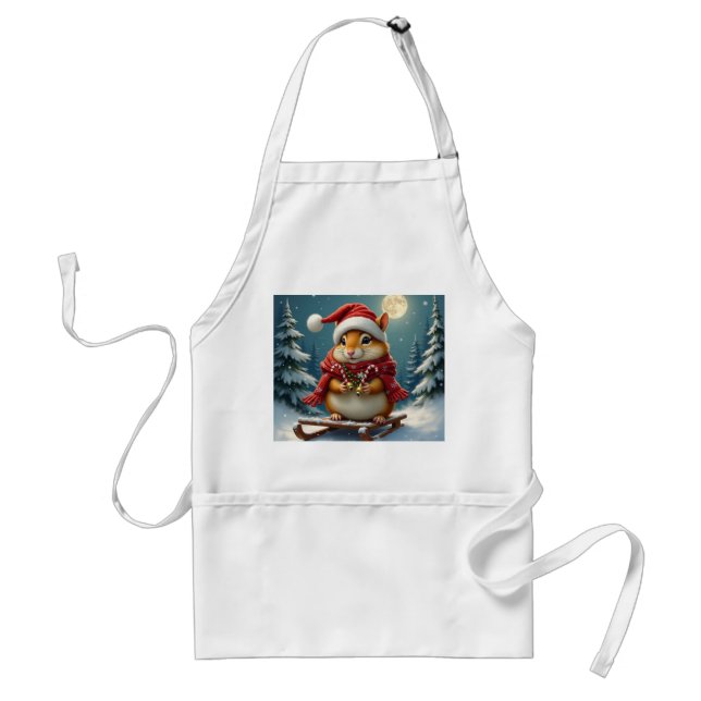 Merry christmas chipmunk adult apron (Front)