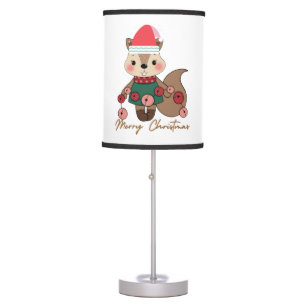 Merry Christmas Chipmunk design by Mo Dreams Table Lamp