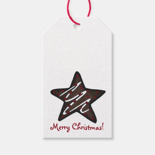 Merry Christmas Chocolate Peppermint Star Cookie Gift Tags