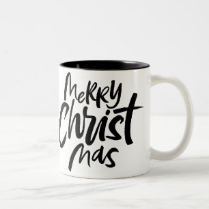 Merry CHRISTmas Christian Black White Christ Jesus Two-Tone Coffee Mug
