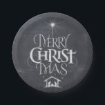 Merry Christmas Christian Calligraphy Chalkboard Paper Plates<br><div class="desc">We say 'Merry Christmas' but often we forget the origin of the words. This original hand lettering uses its unique design to tell the story simply and elegantly. Show your CHRISTmas spirit and share the spirit of your faith with others. This plate has the 'real' chalkboard background but it is...</div>