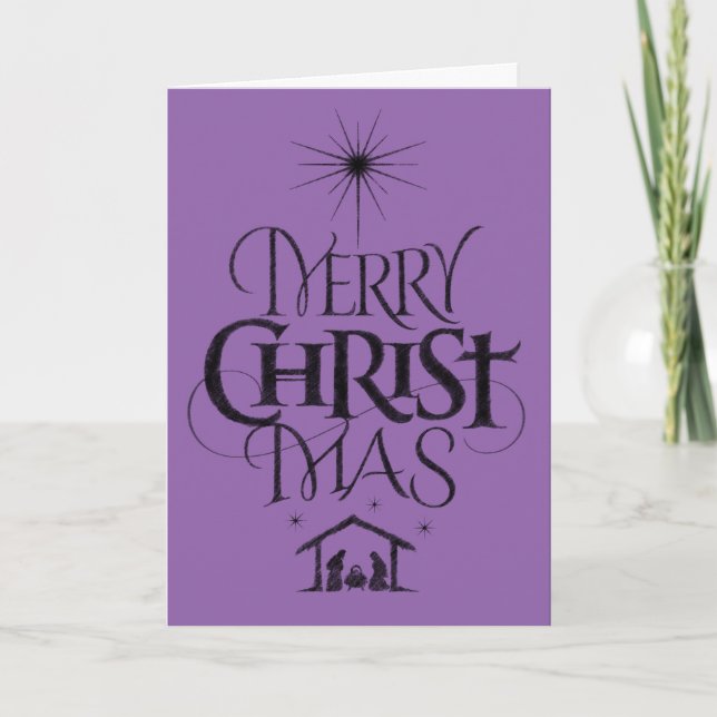 Merry Christmas christian Calligraphy Faith Christ Holiday Card (Front)
