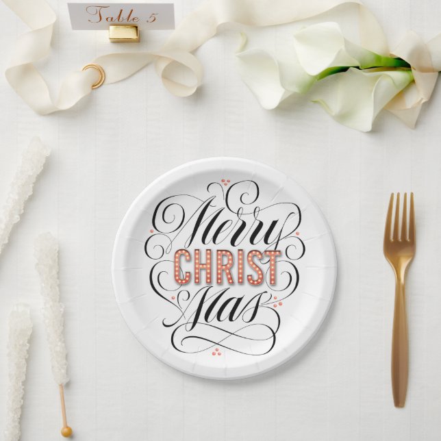 Merry CHRISTmas Christian Calligraphy Jesus God Paper Plates (Wedding)