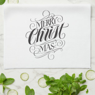 Merry CHRISTmas Christian Calligraphy Lettering Kitchen Towel