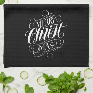 Merry CHRISTmas Christian Calligraphy Lettering Kitchen Towel