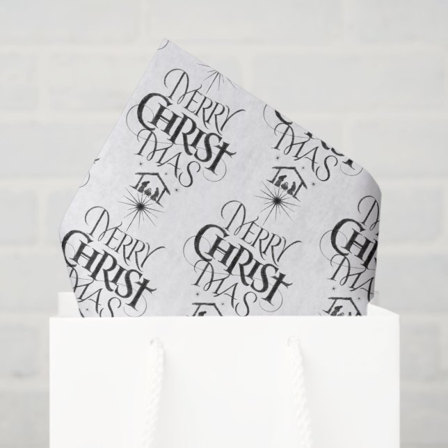 Merry CHRISTmas Christian Calligraphy Lettering Tissue Paper (Gift Bag)