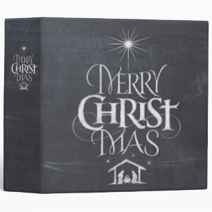 Merry CHRISTmas Christian Chalkboard Calligraphy 3 Ring Binder
