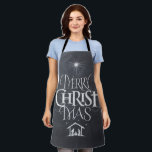 Merry CHRISTmas Christian Chalkboard Calligraphy Apron<br><div class="desc">It's time to cook and bake - and add some fun at the same time. We say 'Merry Christmas' all the time, but often forget the origin of the words. This art features original hand lettering that in its unique design tells the story of Christmas, simply and elegantly in the...</div>