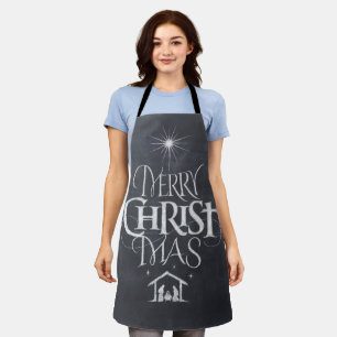 Merry CHRISTmas Christian Chalkboard Calligraphy Apron
