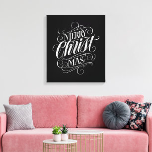 Merry CHRISTmas Christian Chalkboard Calligraphy Canvas Print