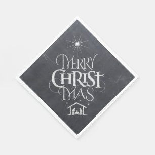 Merry CHRISTmas Christian Chalkboard Calligraphy Napkins