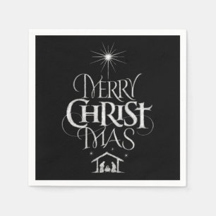 Merry CHRISTmas Christian Chalkboard Calligraphy Napkins