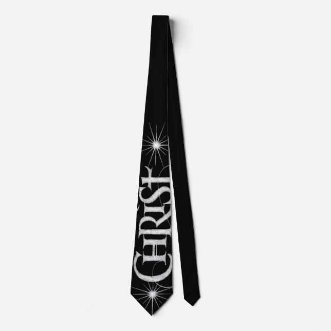 Merry CHRISTmas Christian Chalkboard Calligraphy Neck Tie (Front)