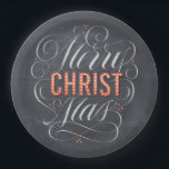 Merry CHRISTmas Christian Chalkboard Calligraphy Paper Plates<br><div class="desc">Light his name up in marquee lights and make people remember why we say 'Merry CHRISTmas'. This design comes in a few variations and you might want to check them all out to see exactly which direction you want to take. The professional lettering by Ivan Angelic is shown in black...</div>