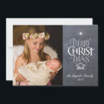 Merry Christmas Christian Chalkboard Customize Holiday Card<br><div class="desc">We say 'Merry Christmas' all the time, but often forget the origin of the words. This card features original hand lettering that in its unique design tells the story of Christmas, simply and elegantly in the fashionable chalkboard look right on a chalkboard background. The back of the card has chalkboard...</div>