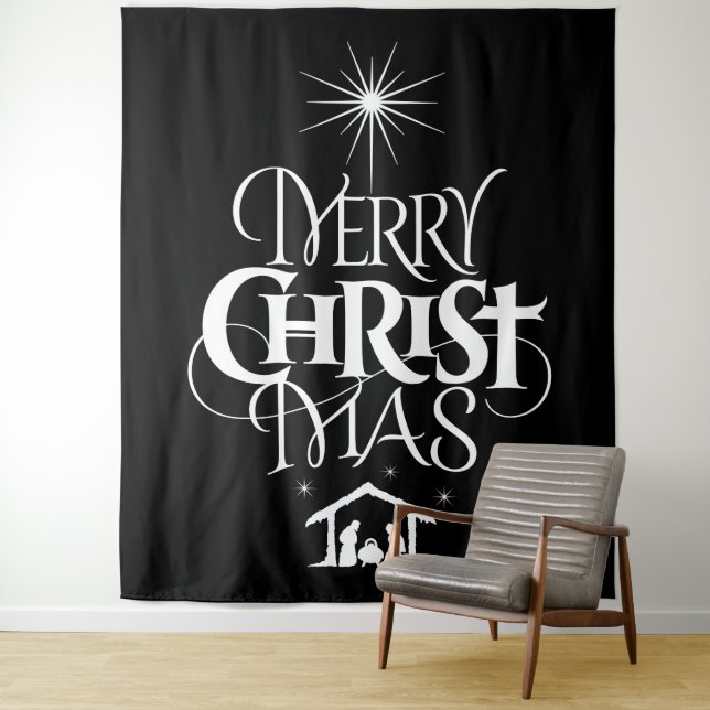 Merry CHRISTmas Christian Decoration Jesus Christ Tapestry (In Situ)