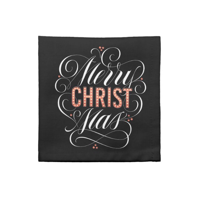 Merry CHRISTmas Christian Fancy Script Calligraphy Cloth Napkin (Quarter Fold)