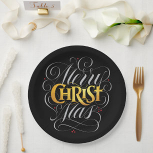 Merry CHRISTmas Christian Gold Script Christ Jesus Paper Plates