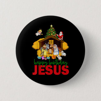 Merry Christmas Christian Happy Birthday Jesus Chr Button
