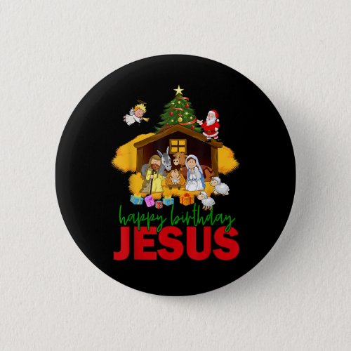 Merry Christmas Christian Happy Birthday Jesus Chr Button