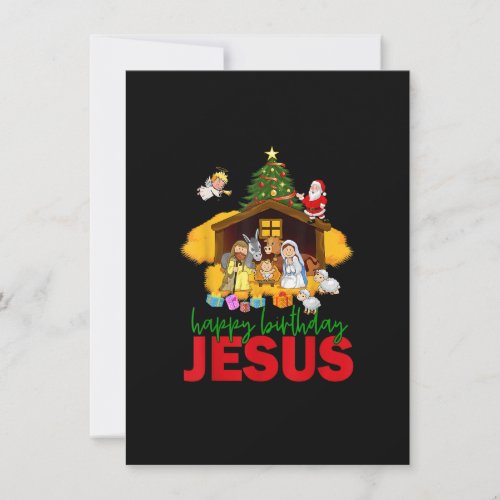 Merry Christmas Christian Happy Birthday Jesus Chr Invitation