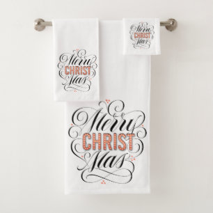 Merry CHRISTmas Christian Jesus Christ Calligraphy Bath Towel Set