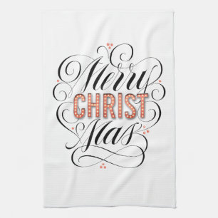 Merry CHRISTmas Christian Jesus Christ Calligraphy Kitchen Towel