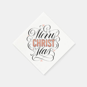 Merry CHRISTmas Christian Jesus God Calligraphy Paper Napkins