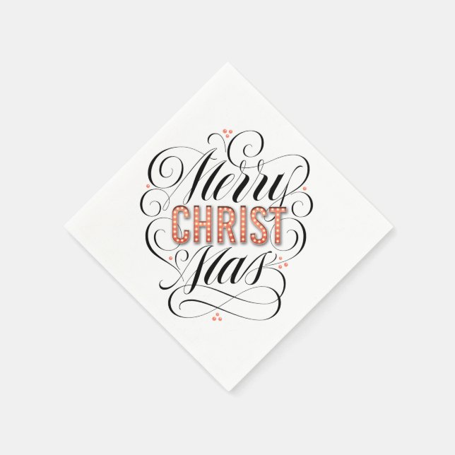 Merry CHRISTmas Christian Jesus God Calligraphy Paper Napkins (Corner)