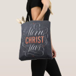 Merry CHRISTmas Christian Jesus God Chalkboard Tote Bag<br><div class="desc">Light his name up in marquee lights and make people remember why we say 'Merry CHRISTmas'. This design comes in a few variations and you might want to check them all out to see exactly which direction you want to take. The professional lettering by Ivan Angelic is shown in black...</div>