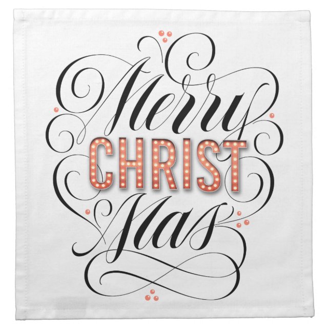 Merry CHRISTmas Christian Red Marquee Calligraphy Napkin (Front)